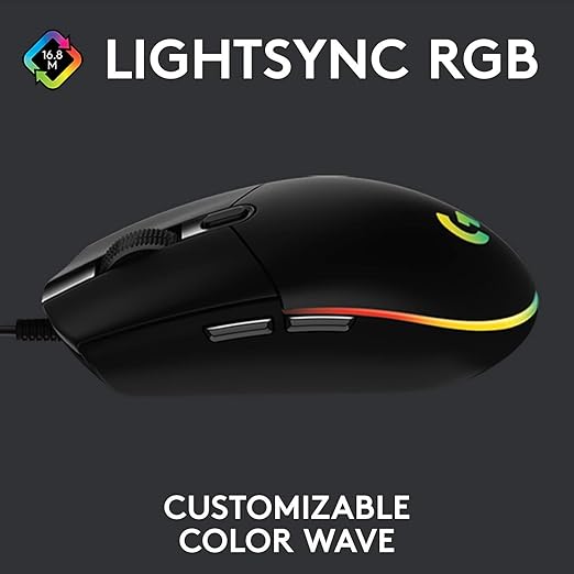 Logitech G102 Lightsync Wired Gaming Mouse with Customizable RGB 85 g