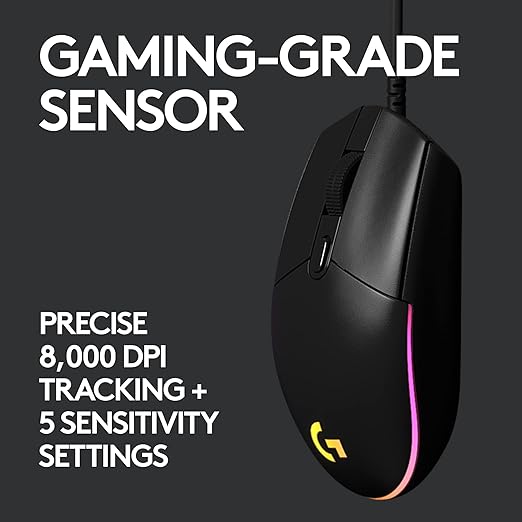 Logitech G102 Lightsync Wired Gaming Mouse with Customizable RGB 85 g