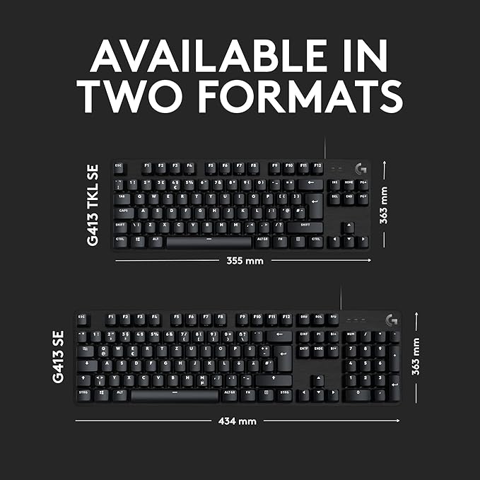 Logitech G413 TKL SE Mechanical Tactile Gaming Keyboard Compact Backlit