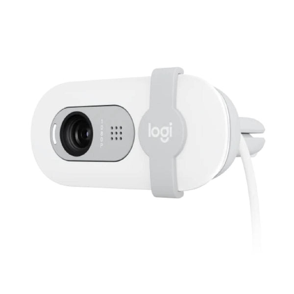 Logitech Brio 100 Full HD 1080p webcam with auto-light balance, integrated privacy shutter, and built-in mic - White / Pink