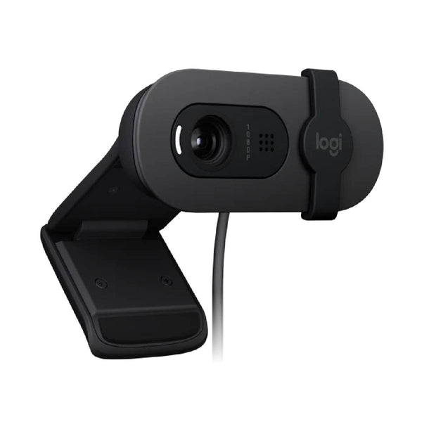 Logitech Brio 100 Full HD 1080p webcam with auto-light balance, integrated privacy shutter, and built-in mic -Black