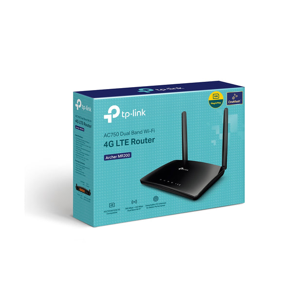 TP-LINK AC750 Dual Band WIFI 4G LTE Router - MR200- Black