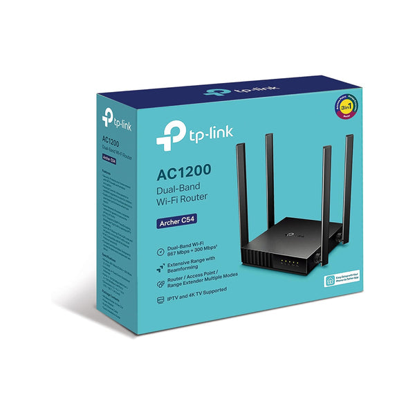 TP-LINK AC1200 Dual Band Wi-Fi Router Archer C54, Faster AC Wi-F - Black